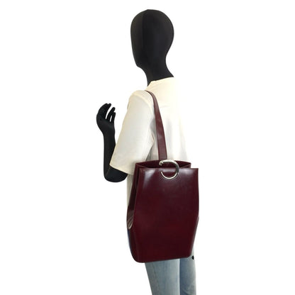 Cartier Panthere Wine Red Bordeaux Silver Leather Shoulder Bag — view 7