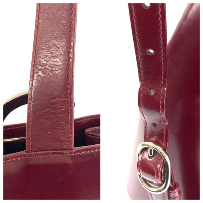 Cartier Panthere Wine Red Bordeaux Silver Leather Shoulder Bag — view 6