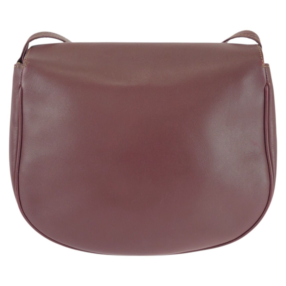 Cartier Vintage Must Line Wine Red Bordeaux Gold Leather Shoulder Bag — view 2