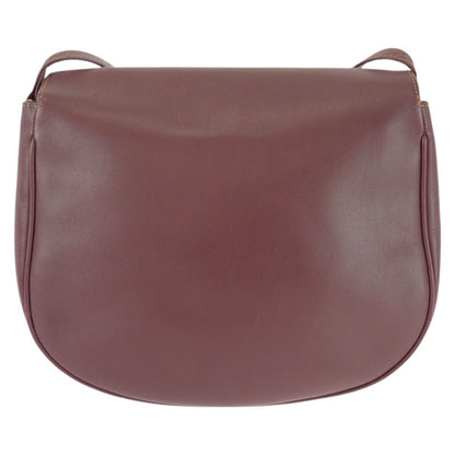 Cartier Vintage Must Line Wine Red Bordeaux Gold Leather Shoulder Bag — view 2