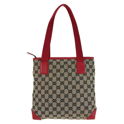 Gucci Red Beige GG Canvas Leather 019 Tote Shoulder Bag — view 2