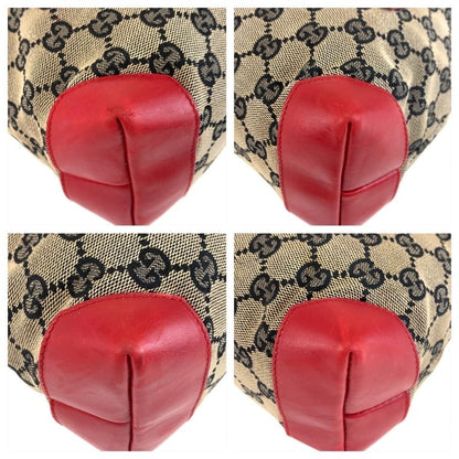 Gucci Red Beige GG Canvas Leather 019 Tote Shoulder Bag — view 4