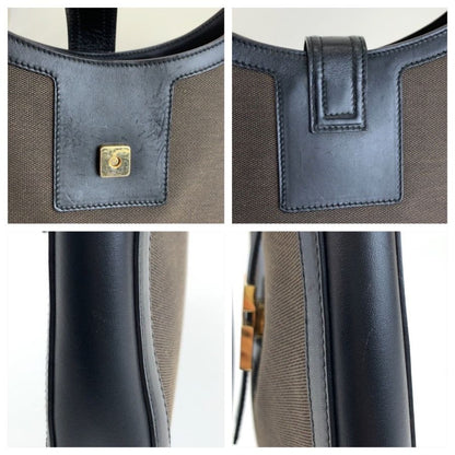Gucci Black Brown Gold Canvas Leather 001 Shoulder Bag — view 5