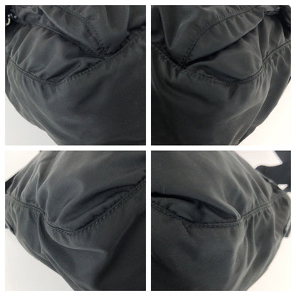 Prada Tessuto Black Silver Nylon Leather Shoulder Bag — view 3