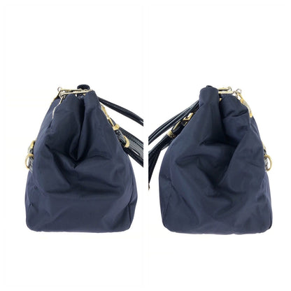 Versace Vintage Medusa Navy Gold Nylon Patent Shoulder Bag — view 8