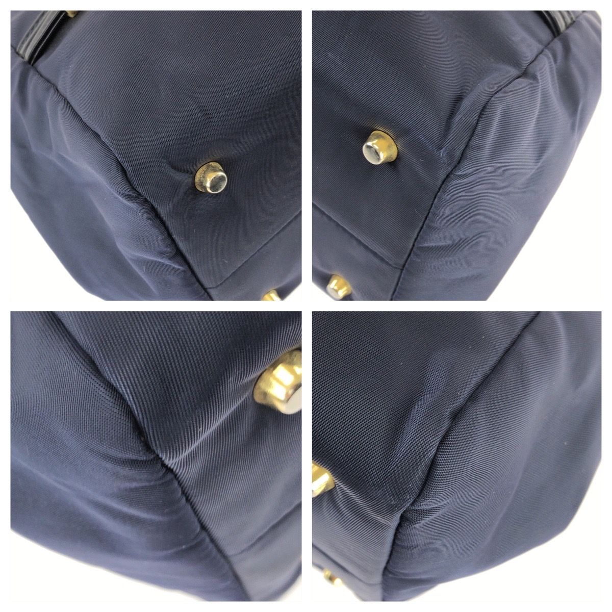 Versace Vintage Medusa Navy Gold Nylon Patent Shoulder Bag — view 3
