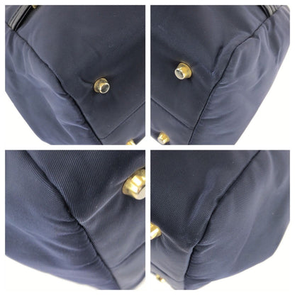 Versace Vintage Medusa Navy Gold Nylon Patent Shoulder Bag — view 3