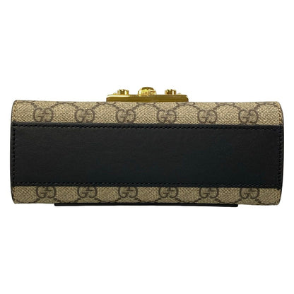 Gucci Shoulder Bag Padlock Small Tian Black Dark Brown Multi Chain Leather — view 5