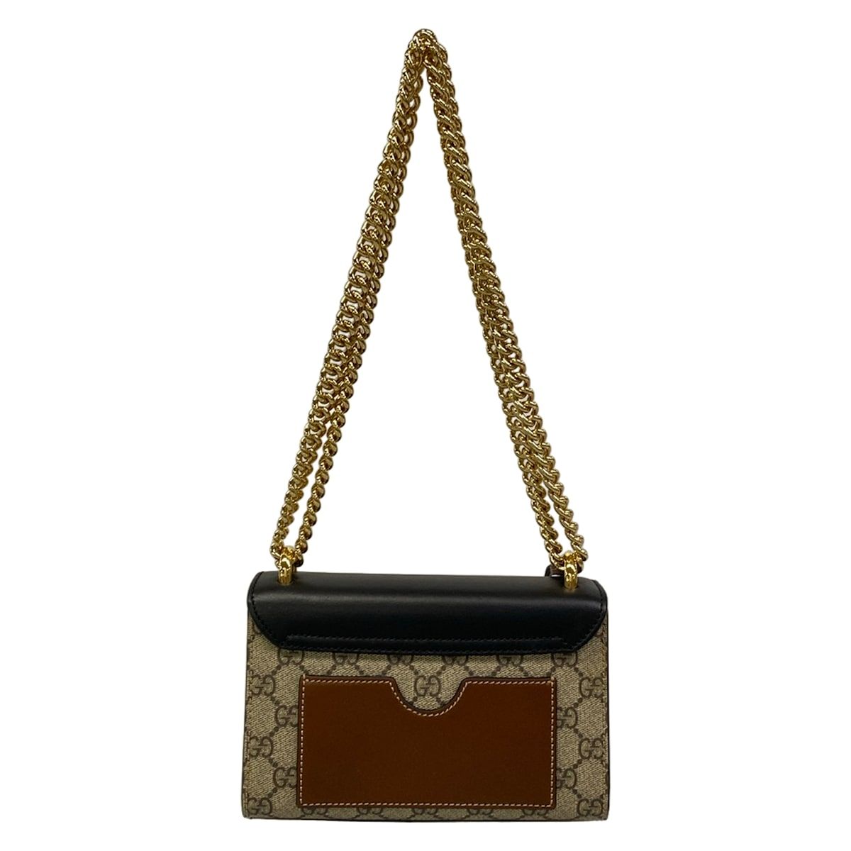 Gucci Shoulder Bag Padlock Small Tian Black Dark Brown Multi Chain Leather — view 3