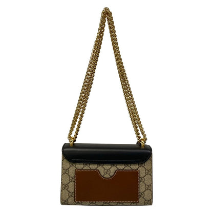 Gucci Shoulder Bag Padlock Small Tian Black Dark Brown Multi Chain Leather — view 3