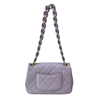 Chanel Shoulder Bag Mini Quilted Purple Metal Big Chain — view 3