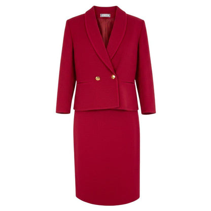 Saint Laurent Eh6 Set Skirt Tailored Jacket Gold Button Double Knit Wool