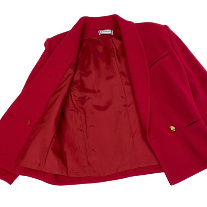 Saint Laurent Eh6 Set Skirt Tailored Jacket Gold Button Double Knit Wool — view 5