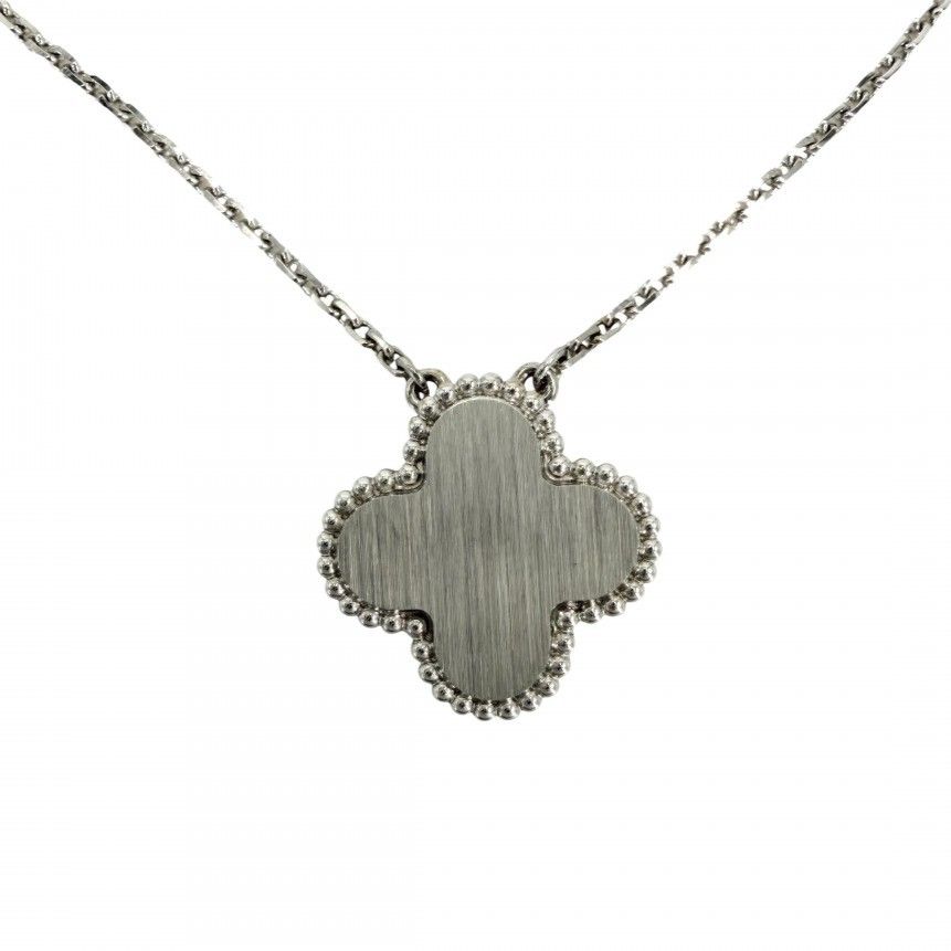 Van Cleef & Arpels For Necklace Guilloche Vintage Alhambra Star White Gold — view 2