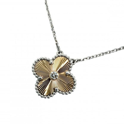 Van Cleef & Arpels For Necklace Guilloche Vintage Alhambra Star White Gold