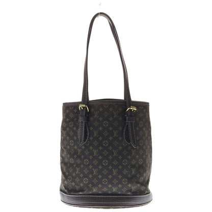 Louis Vuitton Monogram Mini Lin Bucket PM Tote Handbag Brown Leather Gold — view 2