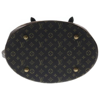 Louis Vuitton Monogram Mini Lin Bucket PM Tote Handbag Brown Leather Gold — view 4