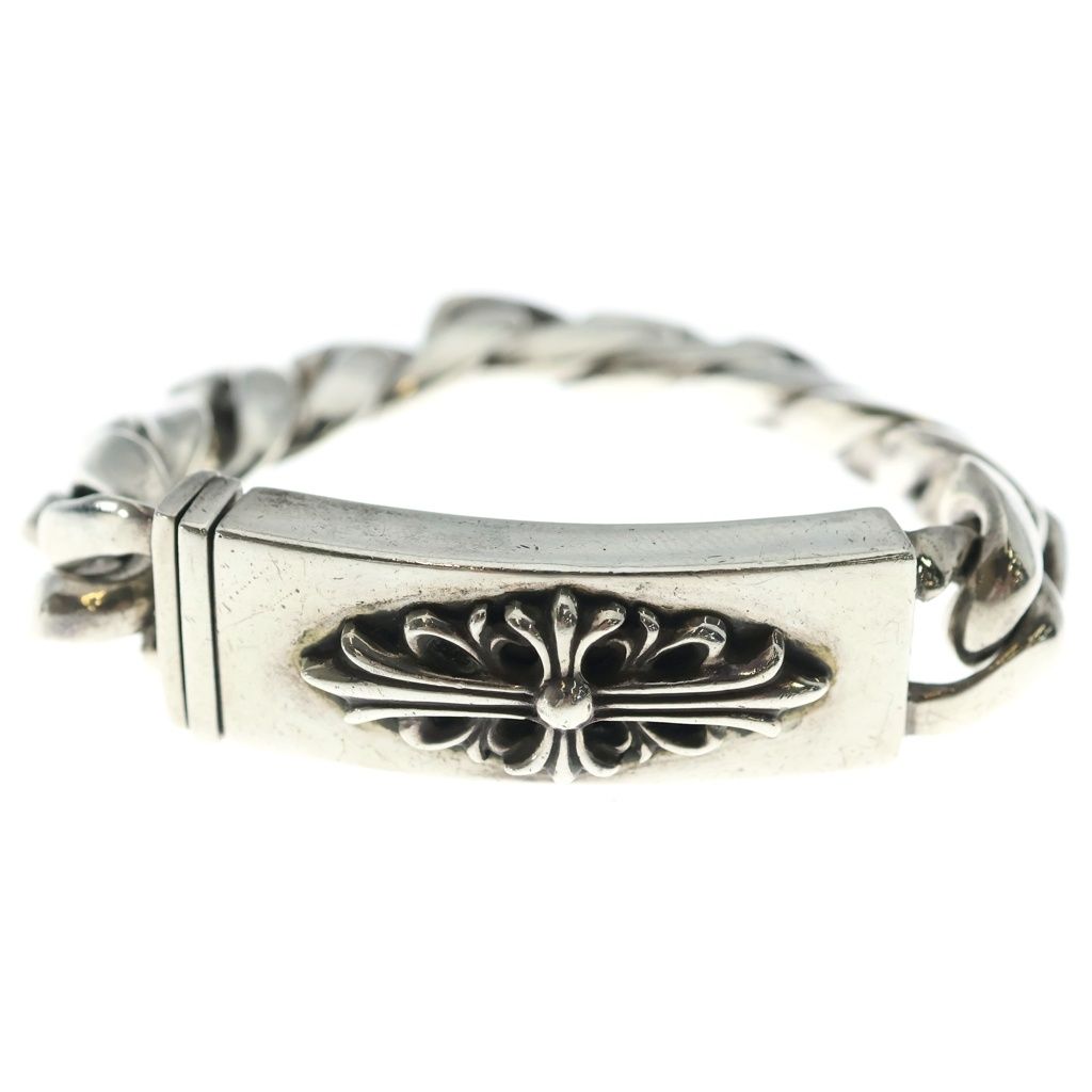 Chrome Hearts ID Floral Cross ID Classic Link Bracelet Silver