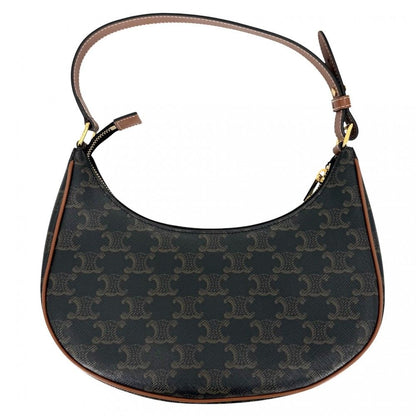Celine For Shoulder Bag Ava Triomphe One Handbag Leather Brown Gold Vintage — view 2