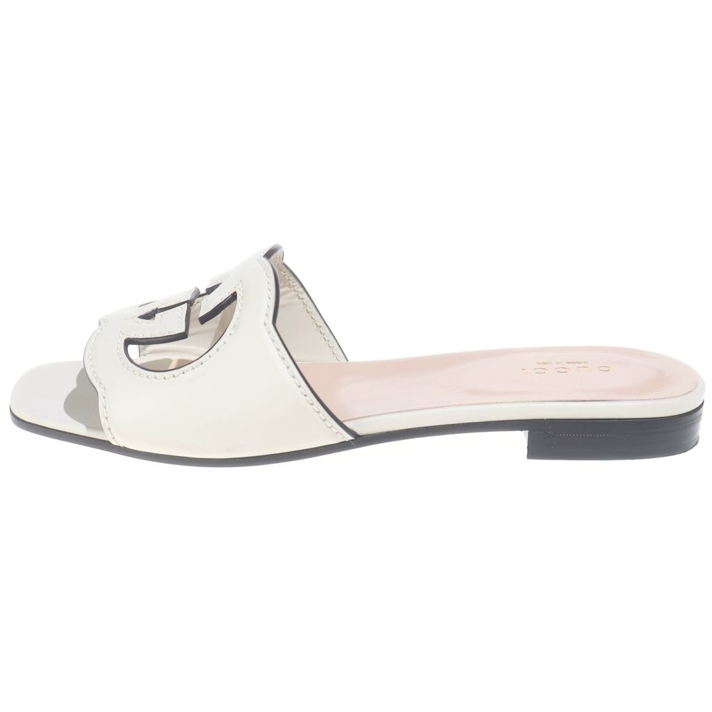 Gucci Interlocking G Leather Sandals Ivory — view 2