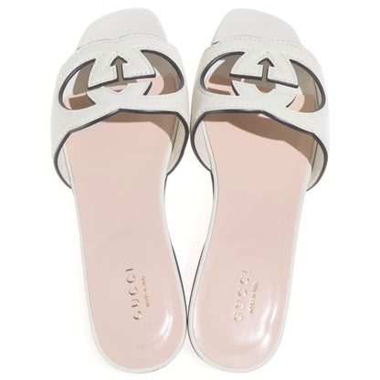 Gucci Interlocking G Leather Sandals Ivory — view 4