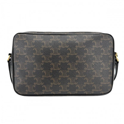 Celine For Shoulder Bag Logo Print Crossbody Triomphe Canvas Calfskin Black — view 2