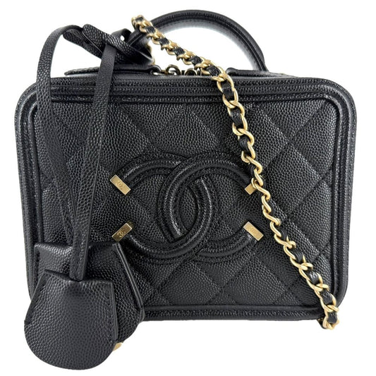 Chanel 2-Way CC Filigree Vanity Mini Pochette Shoulder Bag Crossbody CC Logo