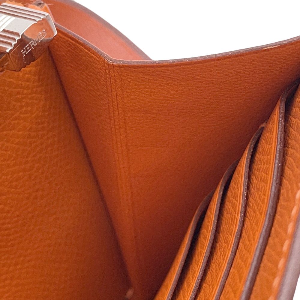 Hermes Wallet Kelly Long Orange Silver Epsom — view 8