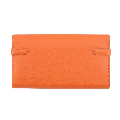 Hermes Wallet Kelly Long Orange Silver Epsom — view 3