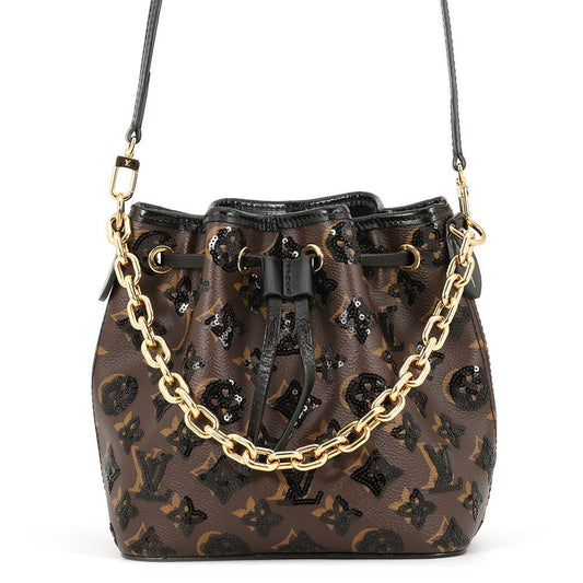 Louis Vuitton Shoulder Bag Monogram Sequin Noe BB 2-Way Black