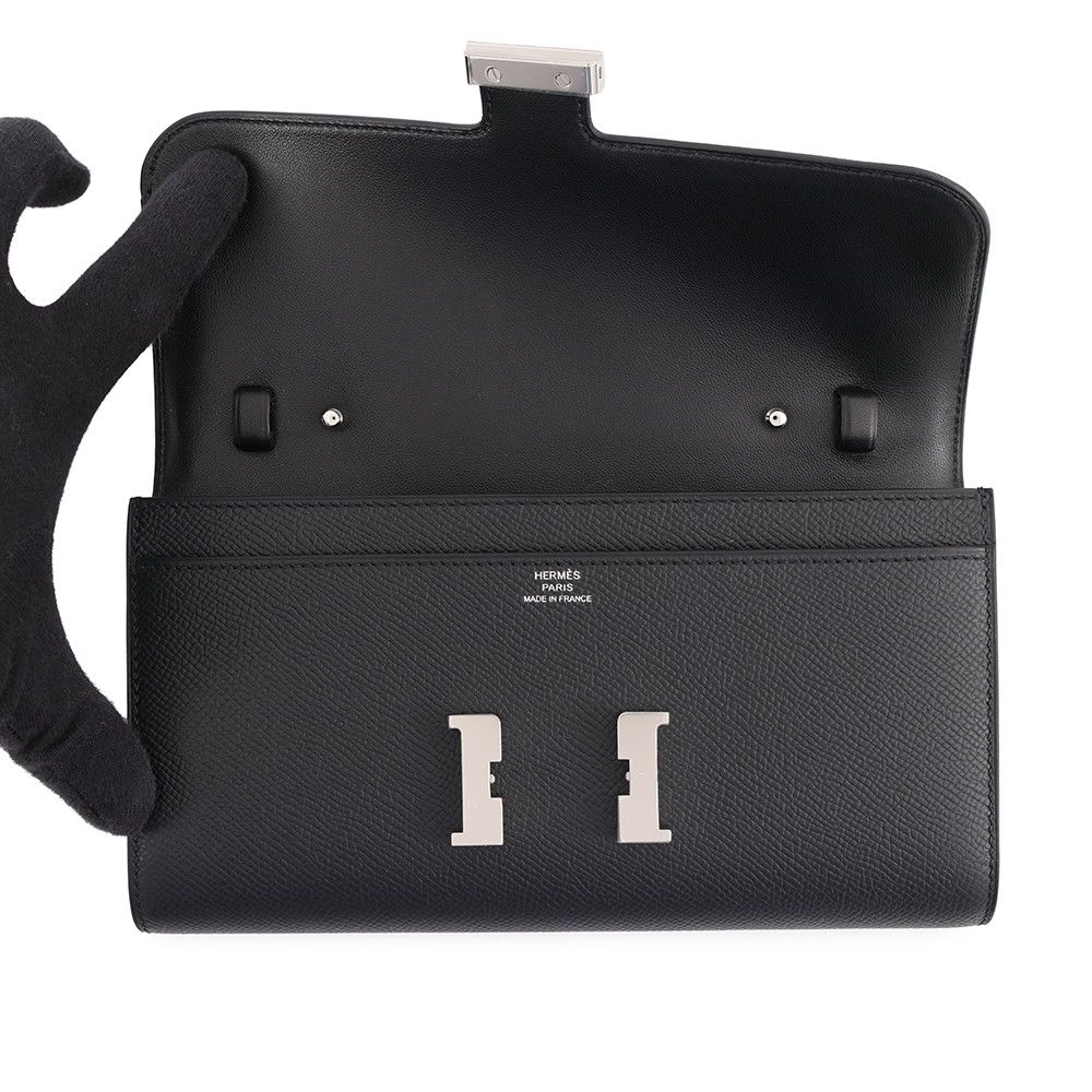 Hermes Wallet Constance To Go Long Black Silver Epsom — view 4
