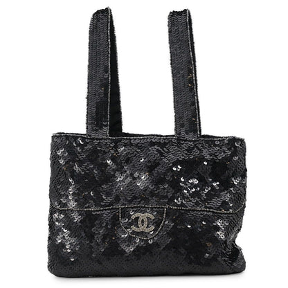 Chanel Handbag Mini CC Logo Sequin Beads Rhinestone Bag Black
