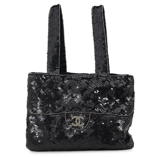 Chanel Handbag Mini CC Logo Sequin Beads Rhinestone Bag Black