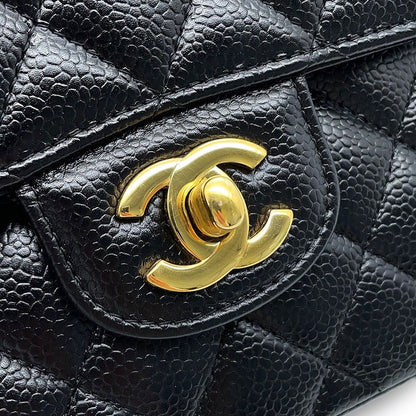 Chanel Chain Shoulder Bag Classic Quilted 23 CC Logo Caviar Leather Black — view 8