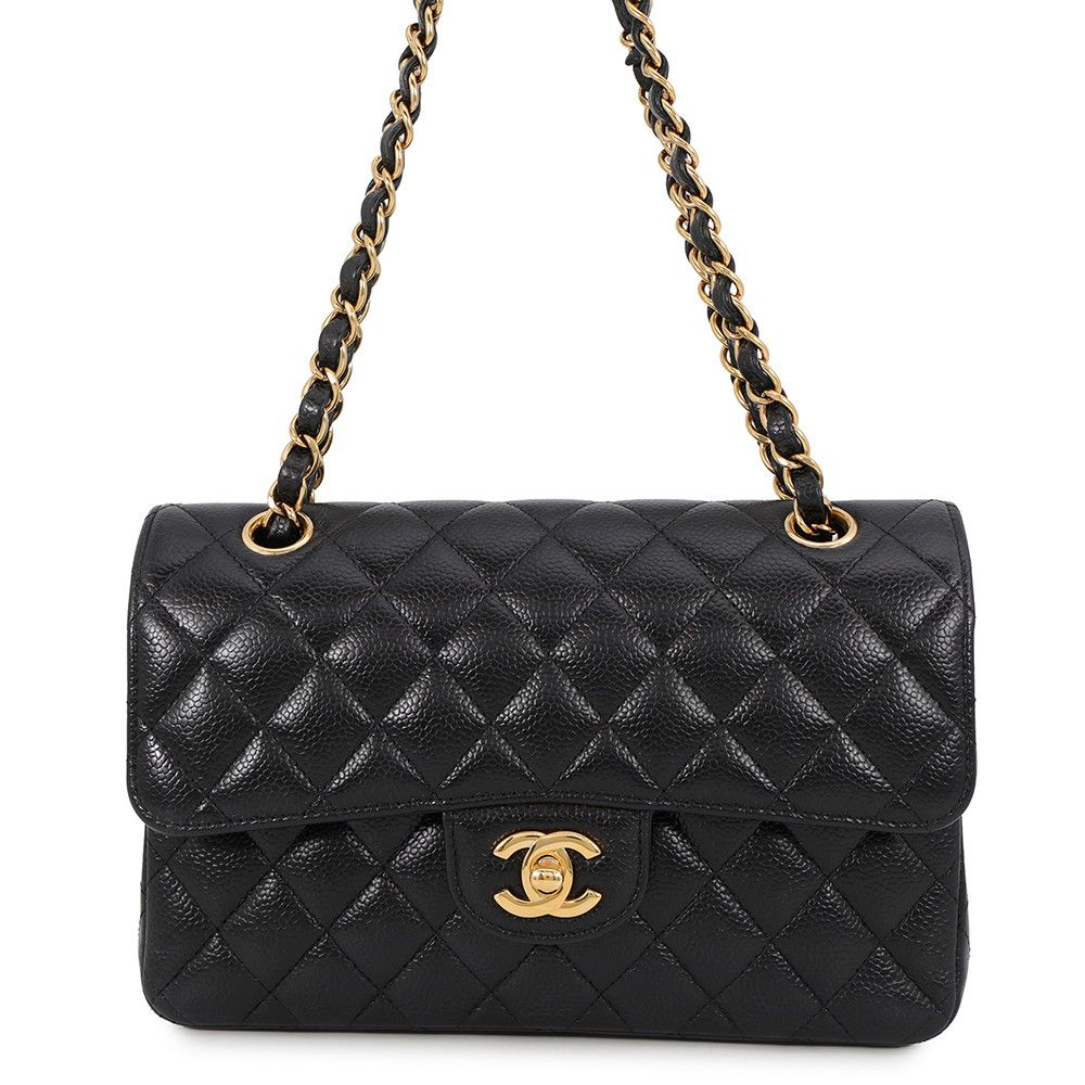 Chanel Chain Shoulder Bag Classic Quilted 23 CC Logo Caviar Leather Black