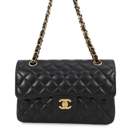 Chanel Chain Shoulder Bag Classic Quilted 23 CC Logo Caviar Leather Black