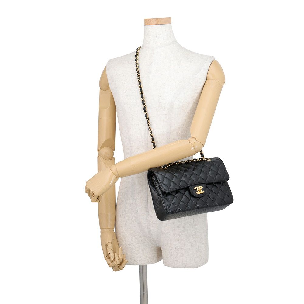 Chanel Chain Shoulder Bag Classic Quilted 23 CC Logo Caviar Leather Black — view 5