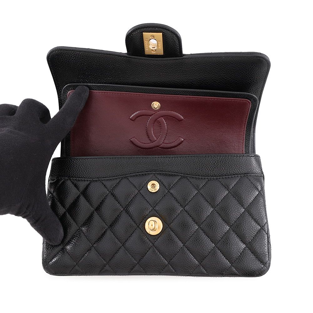 Chanel Chain Shoulder Bag Classic Quilted 23 CC Logo Caviar Leather Black — view 6