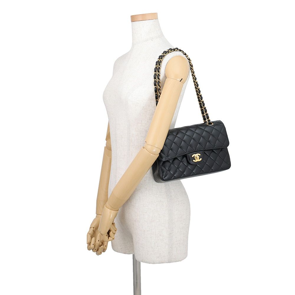 Chanel Chain Shoulder Bag Classic Quilted 23 CC Logo Caviar Leather Black — view 4