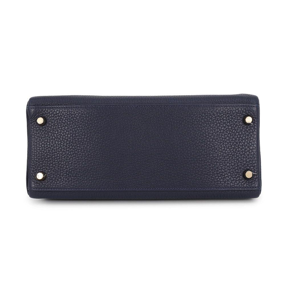 Hermes Kelly 28 Retourne Blue Nuit Gold Taurillon Clemence 2-Way Handbag — view 3