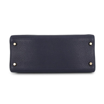 Hermes Kelly 28 Retourne Blue Nuit Gold Taurillon Clemence 2-Way Handbag — view 3