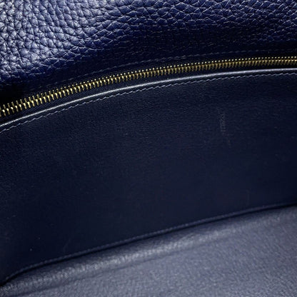 Hermes Kelly 28 Retourne Blue Nuit Gold Taurillon Clemence 2-Way Handbag — view 8