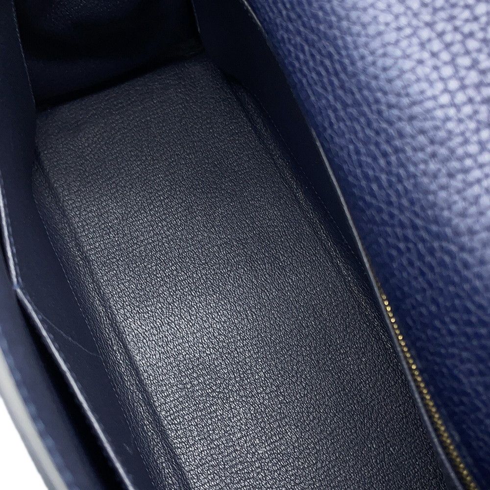 Hermes Kelly 28 Retourne Blue Nuit Gold Taurillon Clemence 2-Way Handbag — view 7