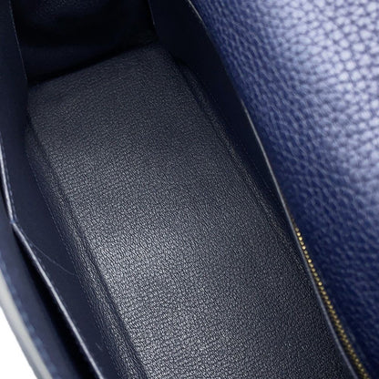 Hermes Kelly 28 Retourne Blue Nuit Gold Taurillon Clemence 2-Way Handbag — view 7