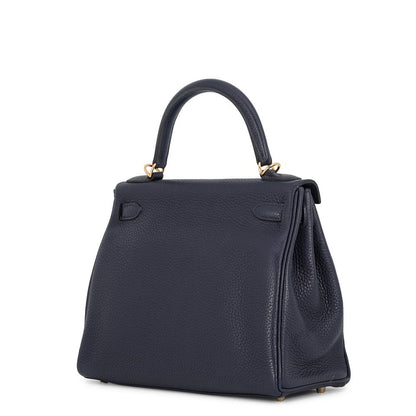 Hermes Kelly 28 Retourne Blue Nuit Gold Taurillon Clemence 2-Way Handbag — view 2