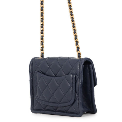 Chanel Chain Shoulder Bag Mini Quilted CC Logo Caviar Leather — view 2