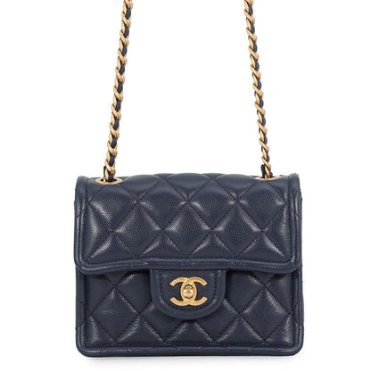 Chanel Chain Shoulder Bag Mini Quilted CC Logo Caviar Leather