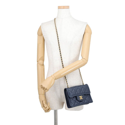 Chanel Chain Shoulder Bag Mini Quilted CC Logo Caviar Leather — view 4