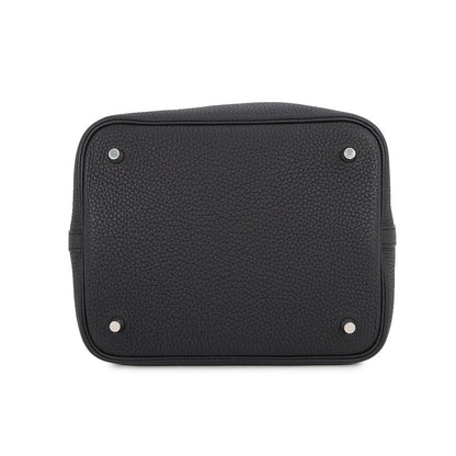Hermes Picotin Lock MM Black Silver Taurillon Clemence Handbag — view 3