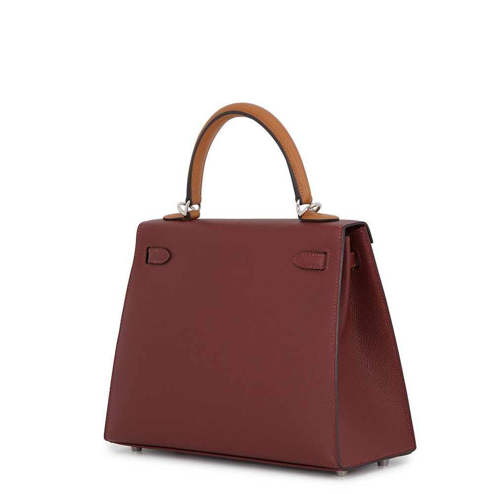 Hermes Kelly 25 Sellier Tricolor Rouge Ash Vebelin Gold Silver Epsom 2-Way — view 2